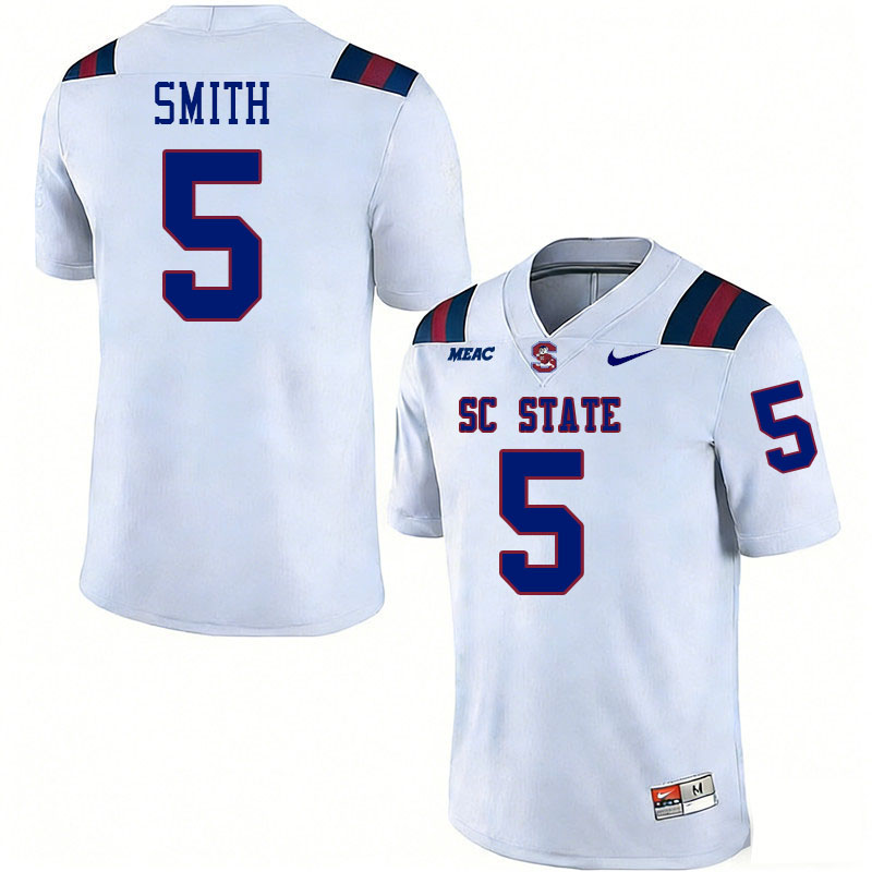South Carolina State Bulldogs #5 Jordan Smith College Football Jerseys,Uniforms Stitched-White
